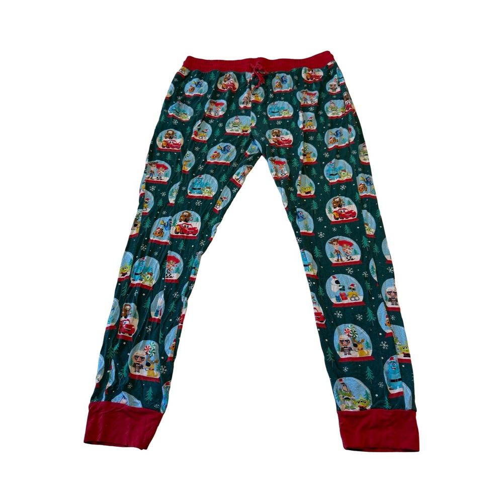 Little Sleepies Disney Pixar Holiday Pj Pants Mens L Green Character Joggers
